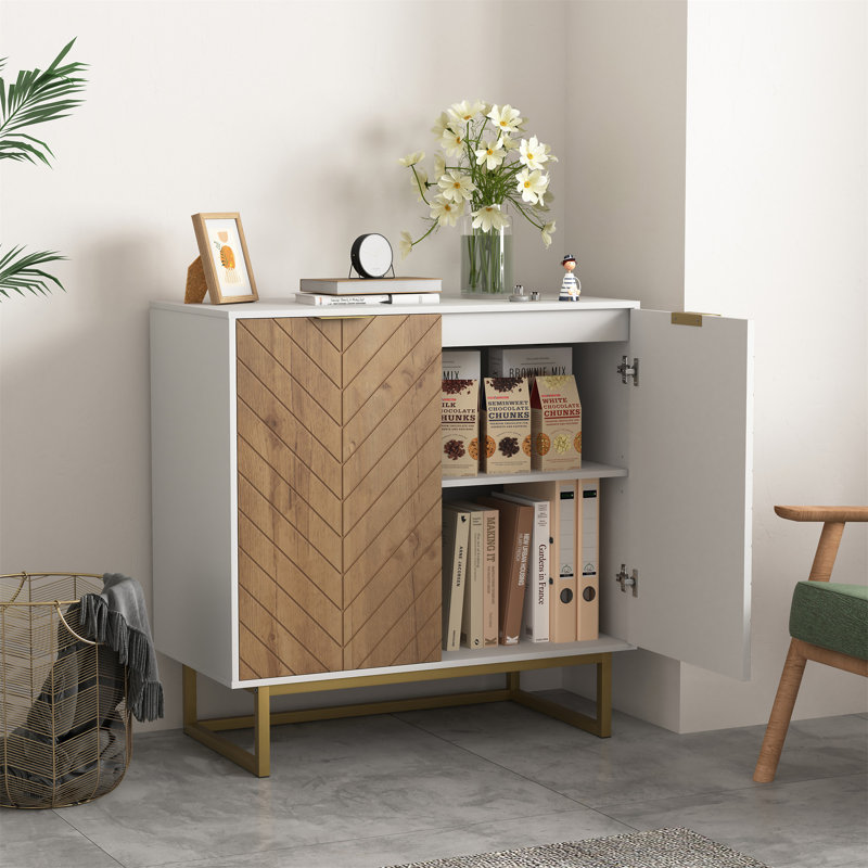 White and gold storage cabinet discount